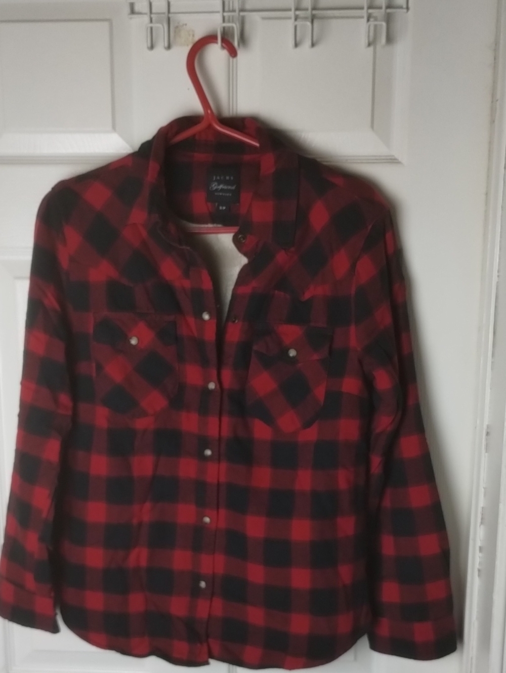 Jachs Red and Black Plaid Shirt Jacket With Lining. Size Small